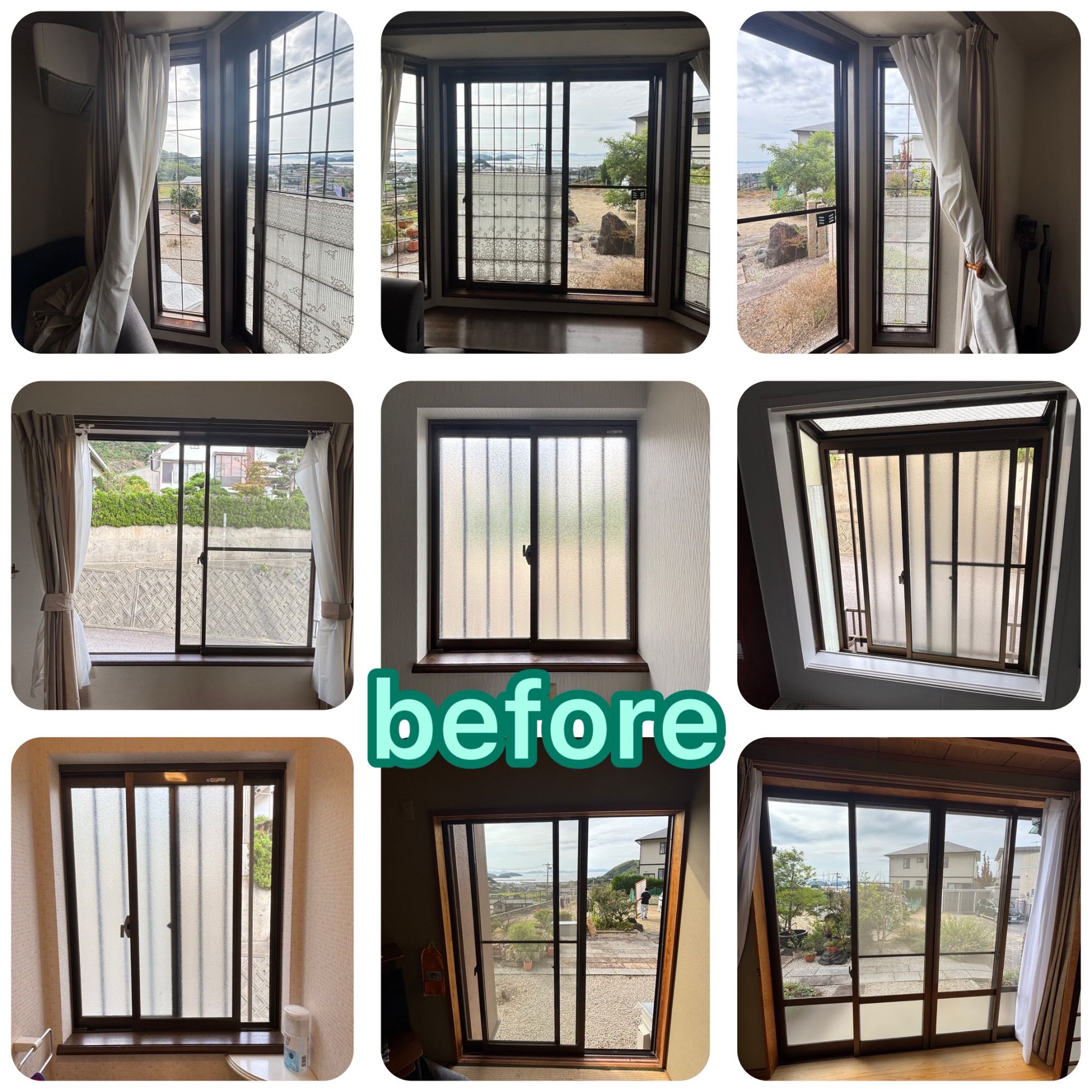 9窓分の内窓を取付けさせていただきました。