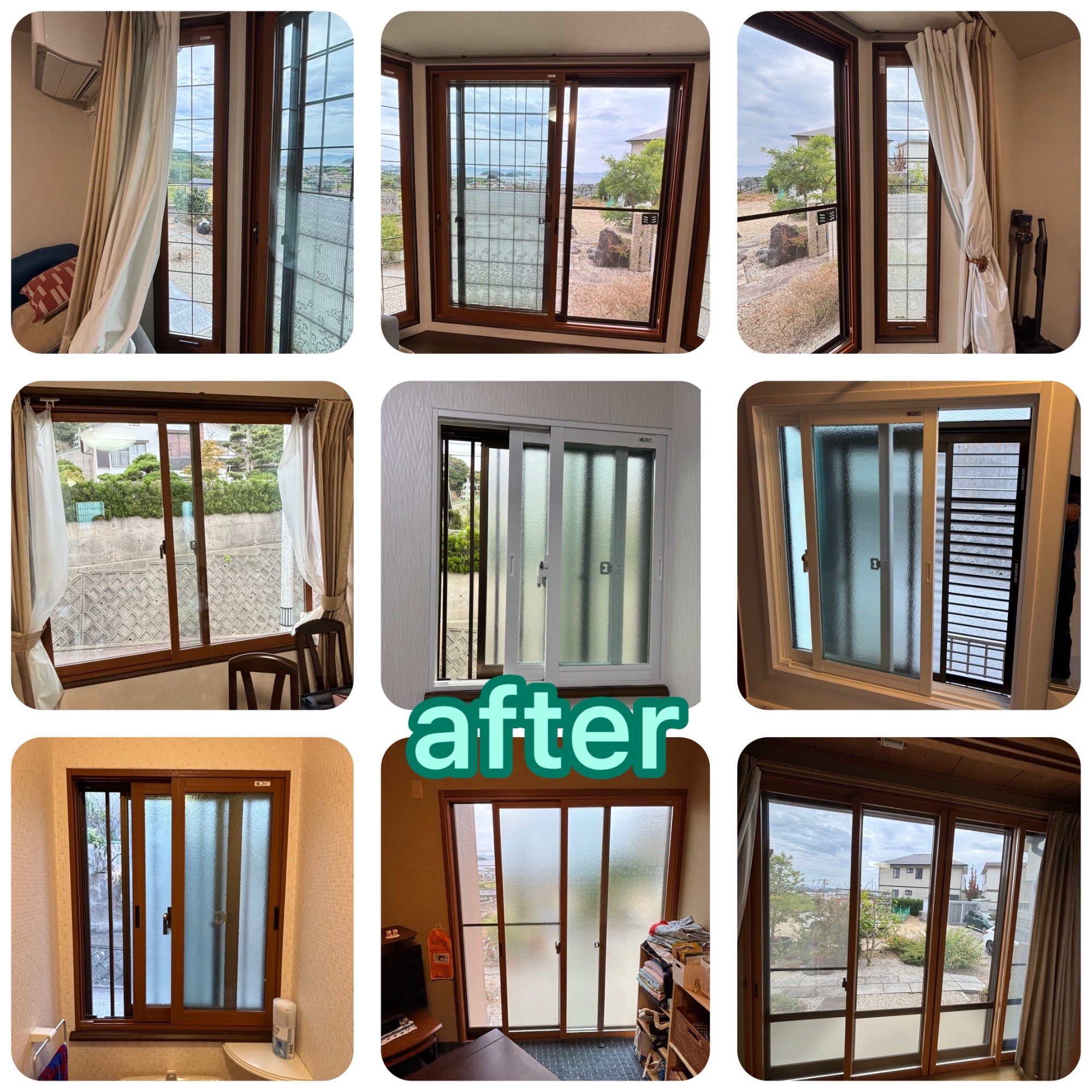 9窓分の内窓を取付けさせていただきました。